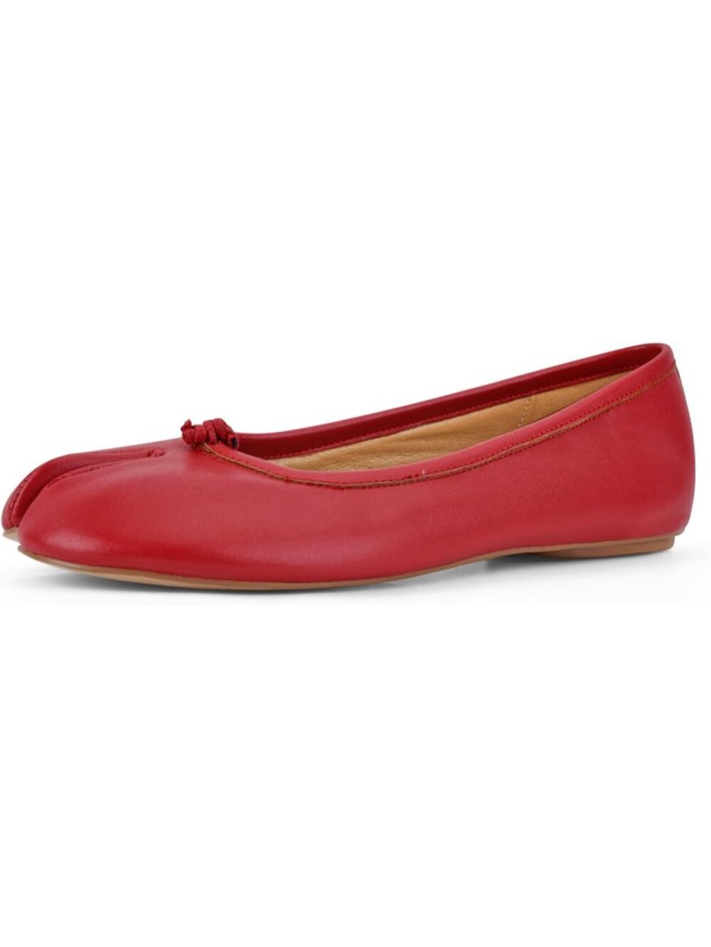 Womens Red Comfort Work Pull-On Tabi Split Toe Low Heel Casual Ballet Flat Shoes